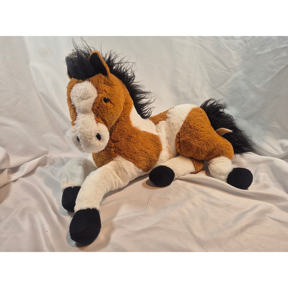 2010 Dan Dee Brown White Pinto Paint Black Mane/Tail Horse Plush Stuffed Animal